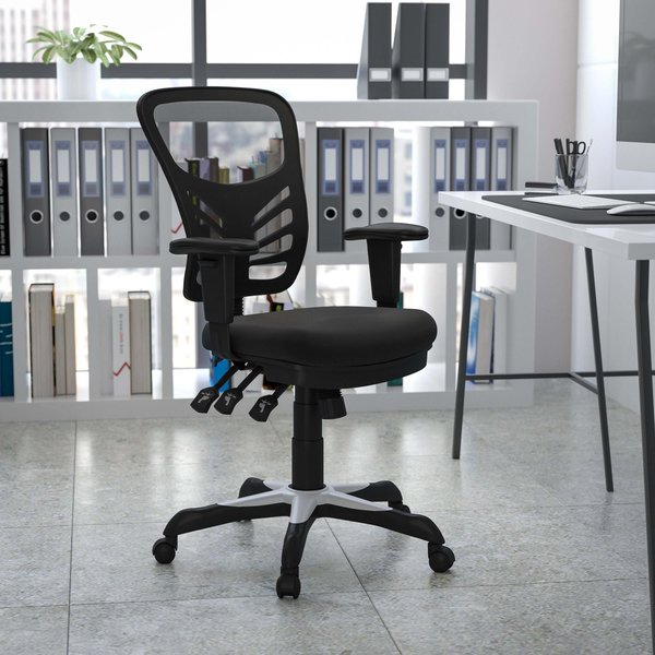 Flash Furniture Mid-Back Black Mesh Multifunction Desk Chairs, 4PK 4-HL-0001-GG